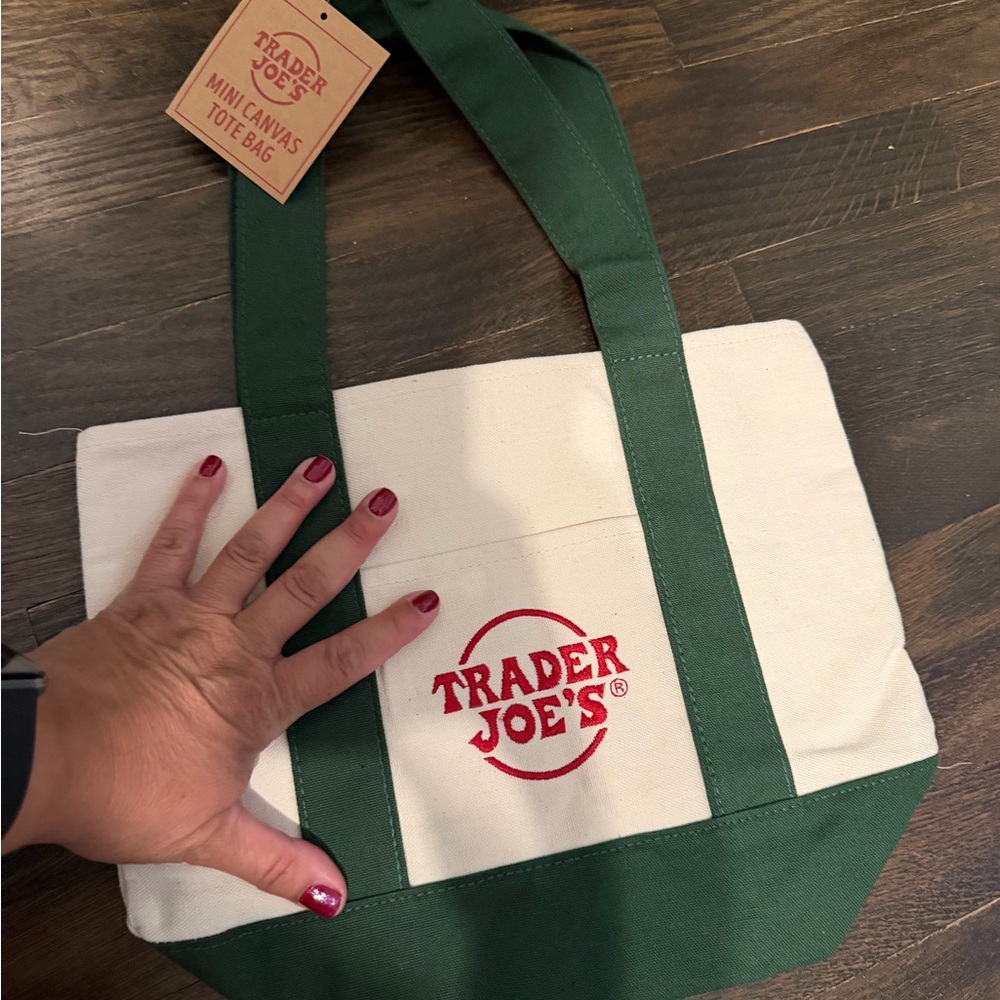 Green and White Canvas Tote Bag mini